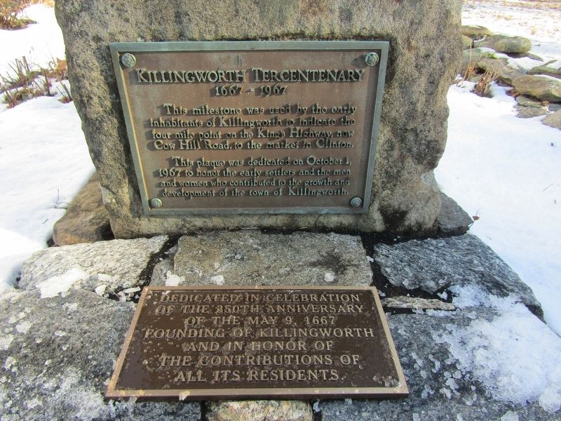 Killingworth Tercentenary Marker & 350th anniversary marker. Click for full size. Killingworth Tercentenary Marker & 350th anniversary marker image. Click for full size.