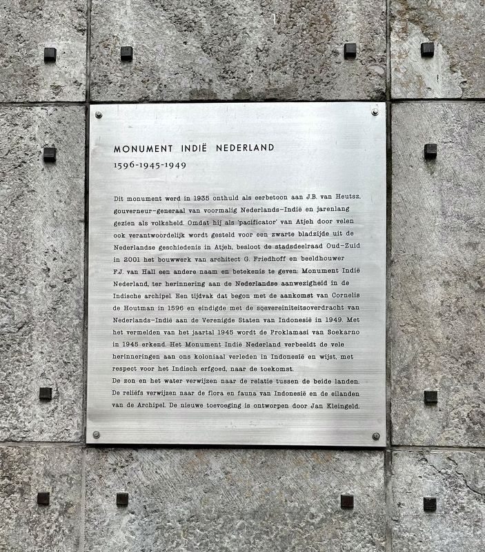 Monument Nederland Indië / Dutch East Indies Monument marker text. Click for full size. Monument Nederland Indië / Dutch East Indies Monument marker text image. Click for full size.