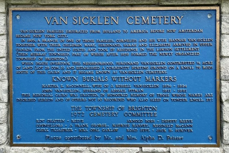 Van Sicklen Cemetery Marker. Click for full size. Van Sicklen Cemetery Marker image. Click for full size.