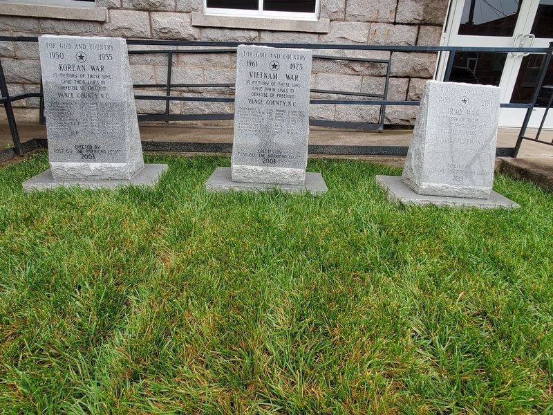 Vance County Iraq War Memorial (right) with 2 other memorials image. Click for full size.