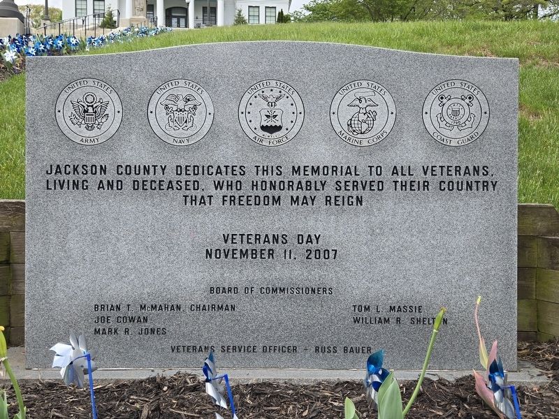 Jackson County Veterans Memorial Marker. Click for full size. Jackson County Veterans Memorial Marker image. Click for full size.