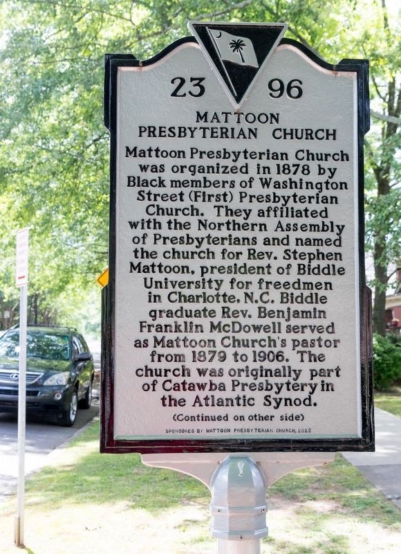Mattoon Presbyterian Church Marker, Side One. Click for full size. Mattoon Presbyterian Church Marker, Side One image. Click for full size.