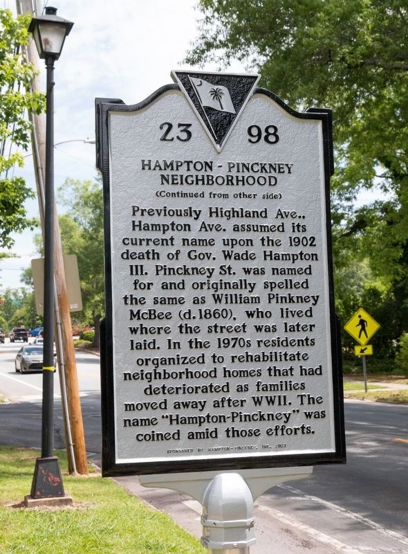Hampton-Pinckney Neighborhood Marker, Side Two. Click for full size. Hampton-Pinckney Neighborhood Marker, Side Two image. Click for full size.