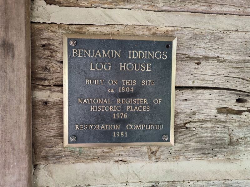 1804 Iddings Log House Marker. Click for full size. 1804 Iddings Log House Marker image. Click for full size.