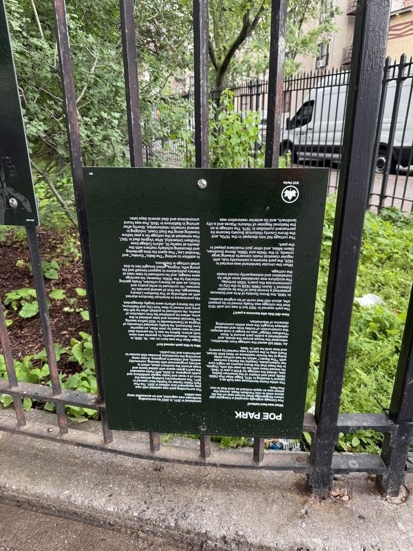 Poe Park Marker. Click for full size. Poe Park Marker image. Click for full size.
