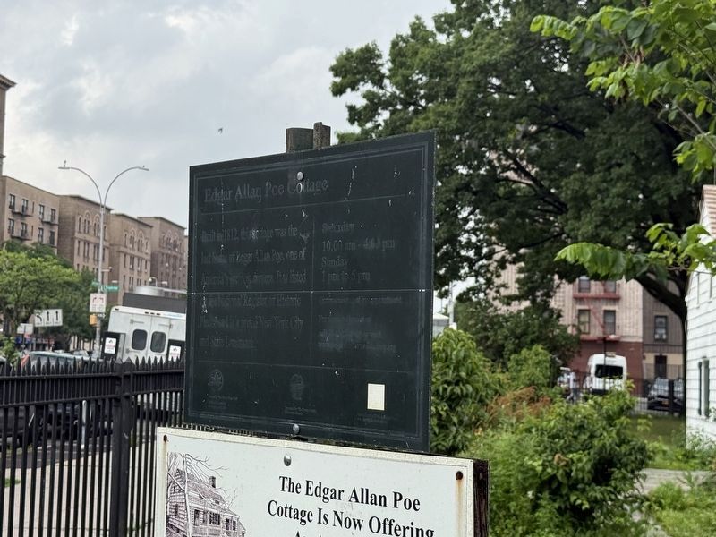 Edgar Allan Poe Cottage Marker. Click for full size. Edgar Allan Poe Cottage Marker image. Click for full size.