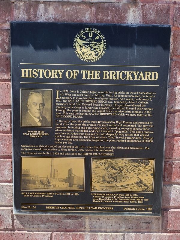 History of the Brickyard Marker. Click for full size. History of the Brickyard Marker image. Click for full size.