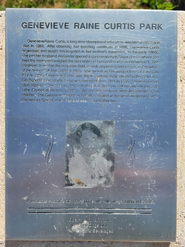 Genevieve Raine Curtis Park Marker image. Click for full size.