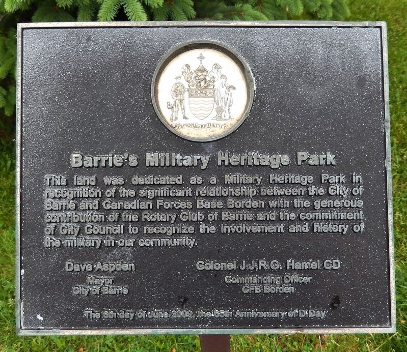 Barrie's Military Heritage Park Marker image. Click for full size.
