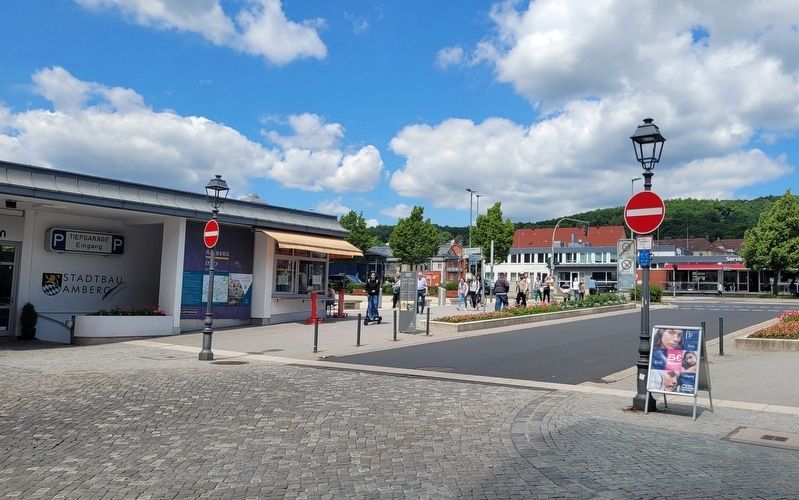 The view of the Railway Station Marker from across the street image. Click for full size.