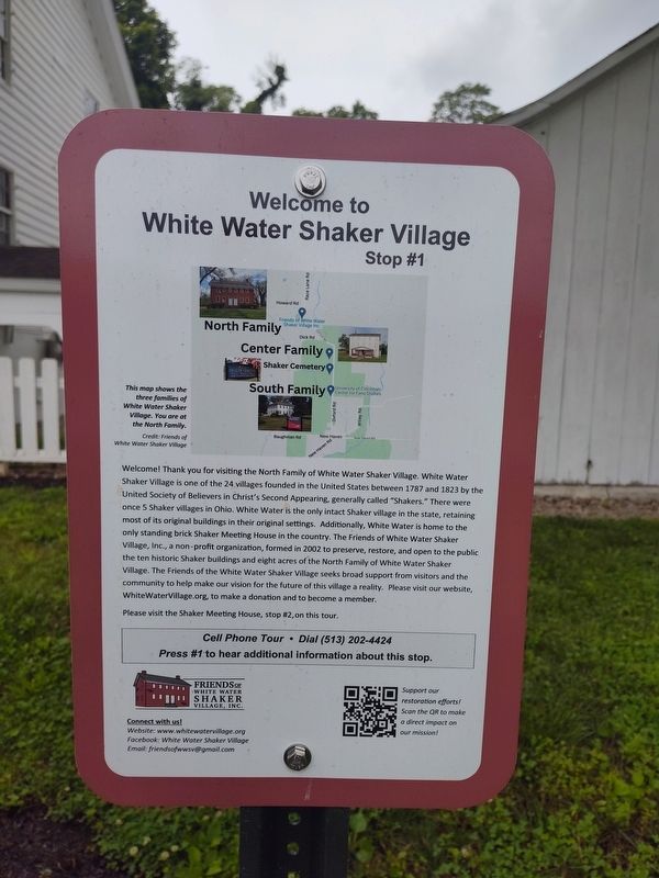 Welcome to White Water Shaker Village Marker image. Click for full size.