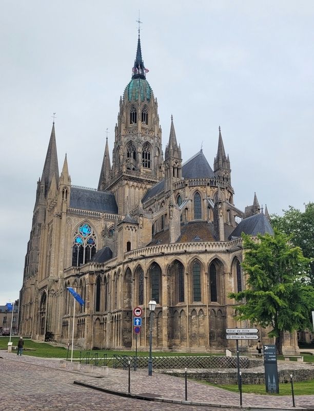 The side view of the Bayeux Cathedral. Click for full size. The side view of the Bayeux Cathedral image. Click for full size.