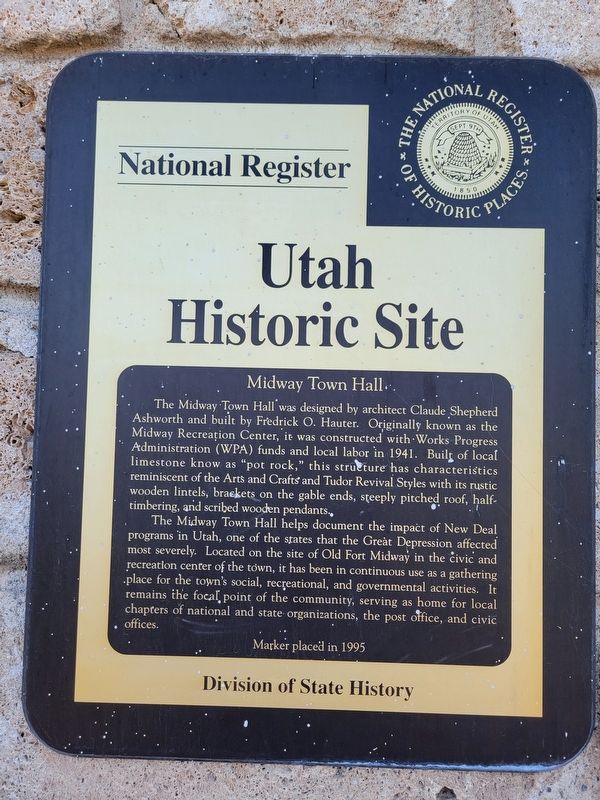 Midway Town Hall Marker image. Click for full size.