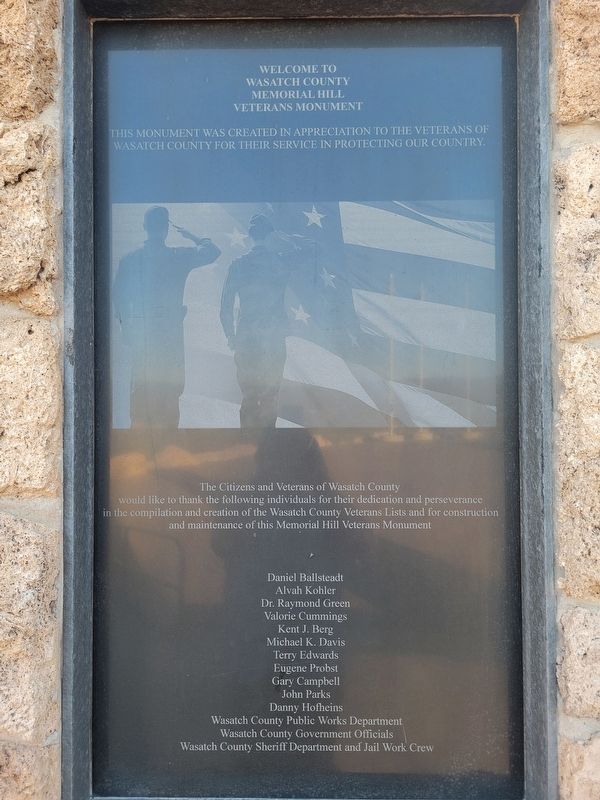Wasach County Memorial Hill Veterans Monument Marker. Click for full size. Wasach County Memorial Hill Veterans Monument Marker image. Click for full size.