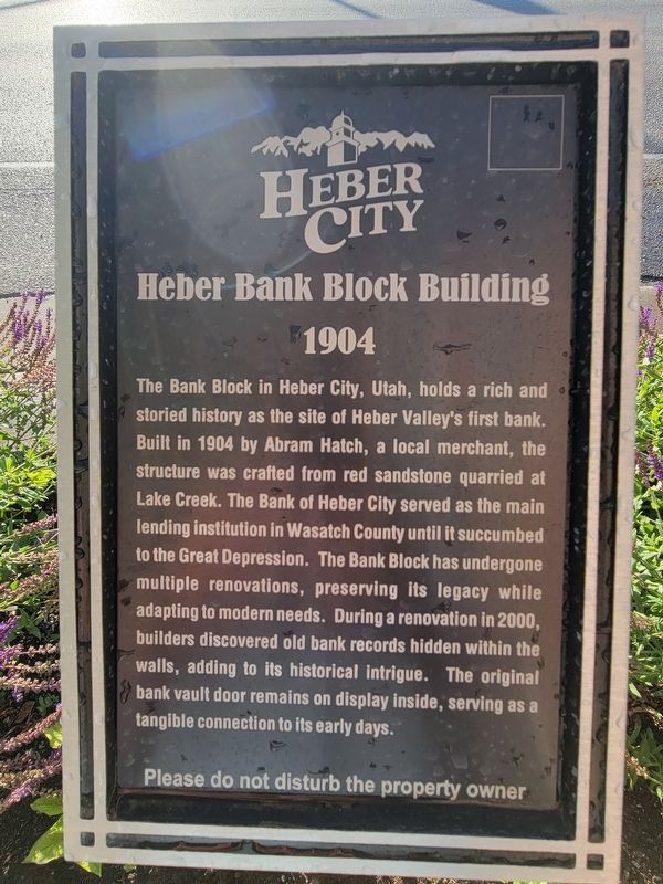 Heber Bank Block Building Marker image. Click for full size.