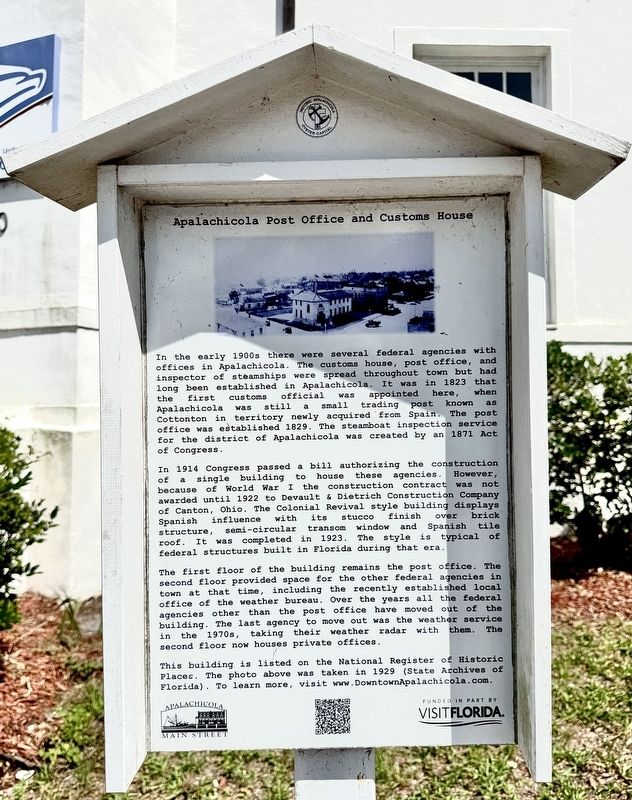 Apalachicola Post Office and Customs House Marker. Click for full size. Apalachicola Post Office and Customs House Marker image. Click for full size.