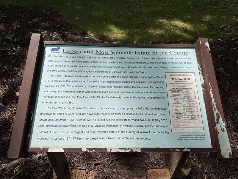 Largest and Most Valuable Estate in the County Marker. Click for full size. Largest and Most Valuable Estate in the County Marker image. Click for full size.