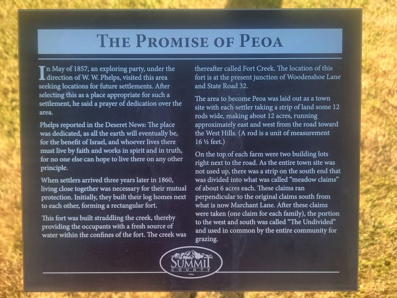 The Promise of Peoa Marker. Click for full size. The Promise of Peoa Marker image. Click for full size.