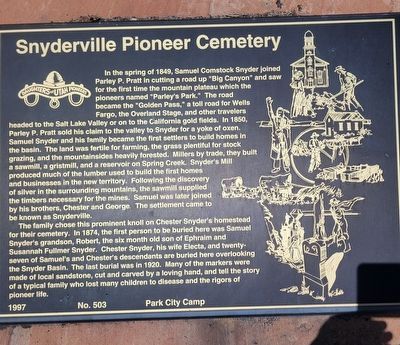 Snyderville Pioneer Cemetery Marker image. Click for full size.