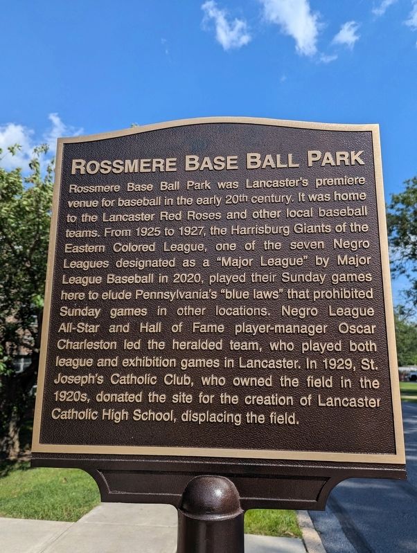 Rossmere Base Ball Park Marker. Click for full size. Rossmere Base Ball Park Marker image. Click for full size.