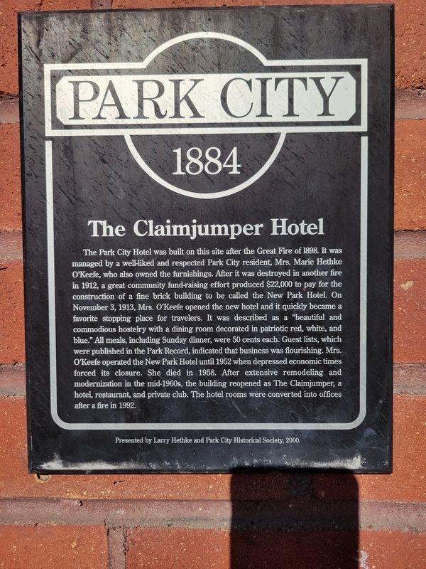 The Claimjumper Hotel Marker image. Click for full size.