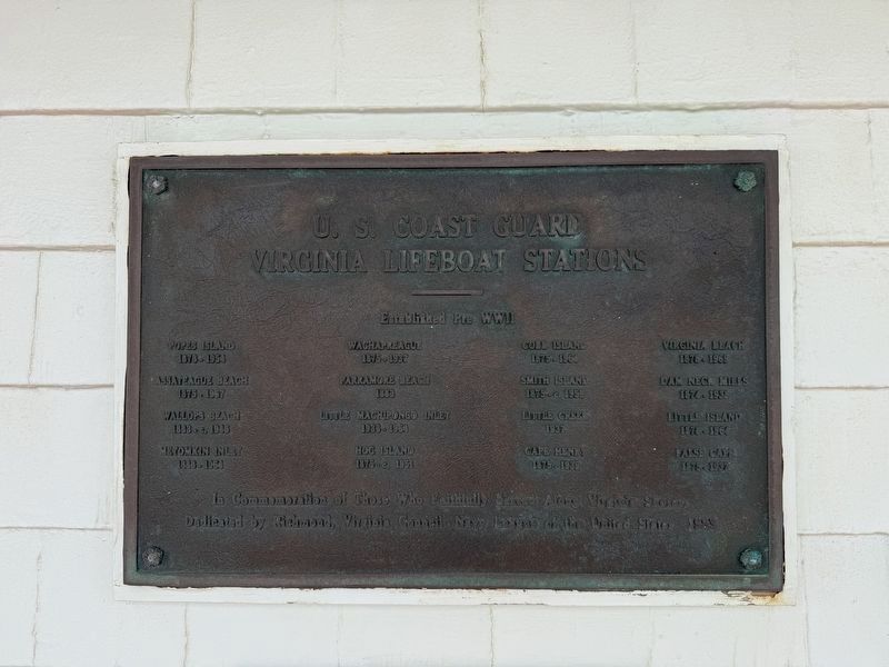 U.S. Coast Guard Virginia Lifeboat Stations Marker. Click for full size. U.S. Coast Guard Virginia Lifeboat Stations Marker image. Click for full size.