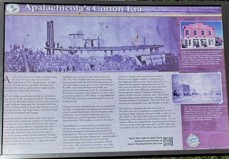 Apalachicola�s Cotton Era Marker image. Click for full size.