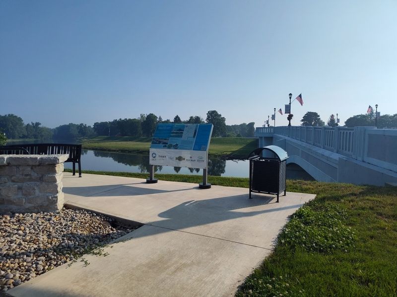 Historical First Mile of the Great Miami River Recreation Trail Marker. Click for full size. Historical First Mile of the Great Miami River Recreation Trail Marker image. Click for full size.