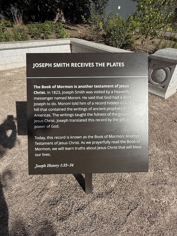 Joseph Smith Receives the Plates Marker. Click for full size. Joseph Smith Receives the Plates Marker image. Click for full size.