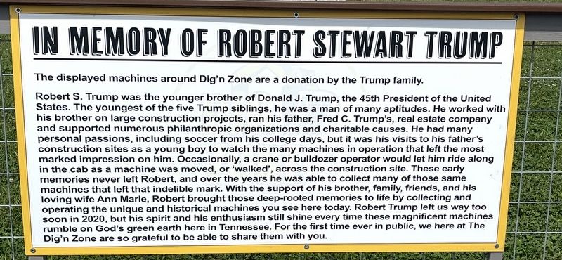 In Memory of Robert Stewart Trump Marker. Click for full size. In Memory of Robert Stewart Trump Marker image. Click for full size.
