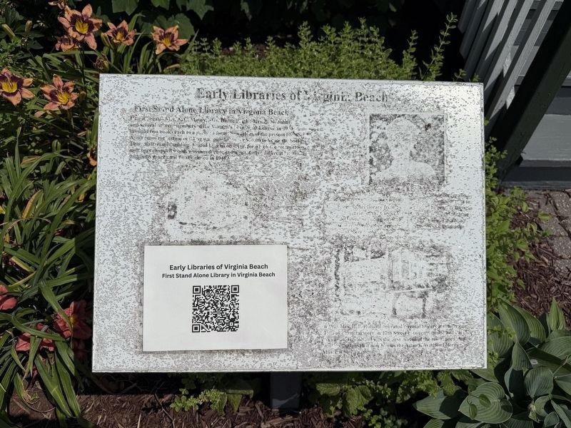 Early Libraries of Virginia Beach Marker. Click for full size. Early Libraries of Virginia Beach Marker image. Click for full size.