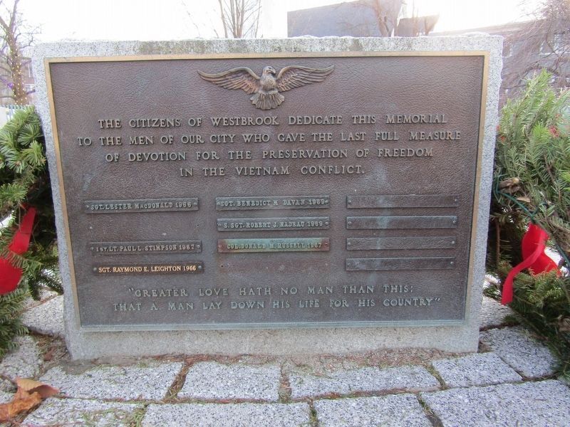 Westbrook Vietnam Conflict Memorial. Click for full size. Westbrook Vietnam Conflict Memorial image. Click for full size.