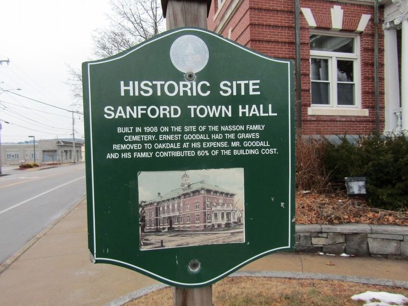 Sanford Town Hall Marker image. Click for full size.
