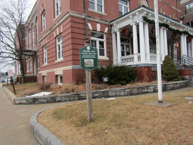 Sanford Town Hall Marker image. Click for full size.