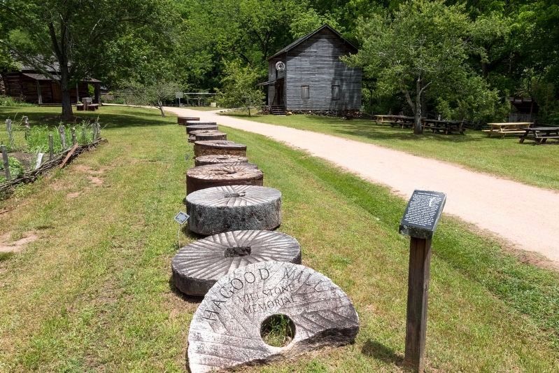 Pickens County Gristmills Marker and the Hagood Mill Millstone Memorial image. Click for full size.