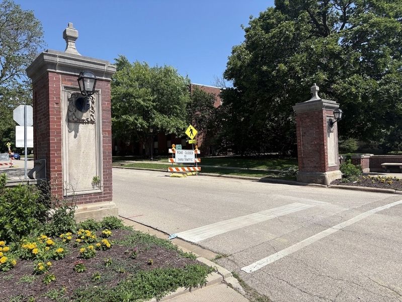 The entrance into Illinois Wesleyan University. Click for full size. The entrance into Illinois Wesleyan University image. Click for full size.