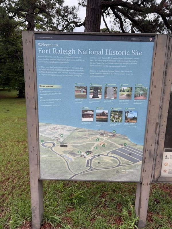 Welcome to Fort Raleigh National Historic Site Marker. Click for full size. Welcome to Fort Raleigh National Historic Site Marker image. Click for full size.