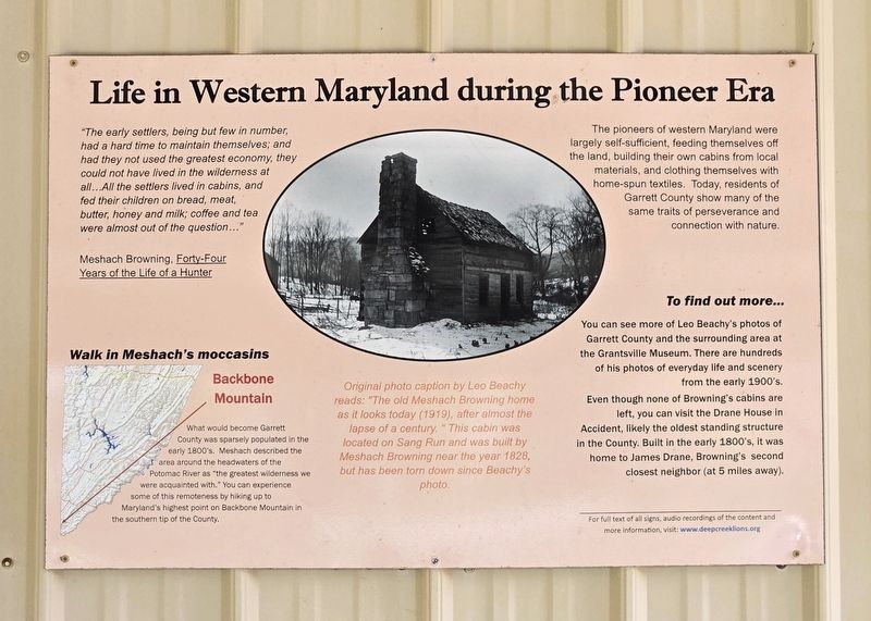 Life in Western Maryland during the Pioneer Era Marker image. Click for full size.