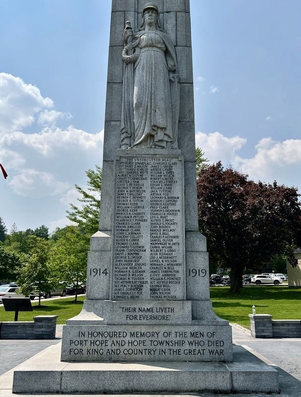 Port Hope Cenotaph (east side). Click for full size. Port Hope Cenotaph (east side) image. Click for full size.