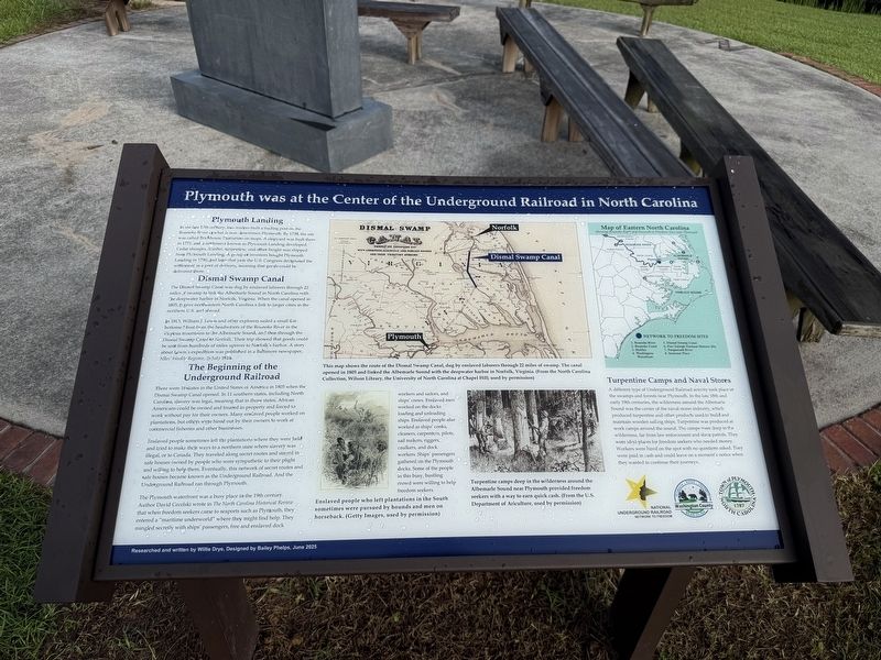 Plymouth was at the Center of the Underground Railroad in North Carolina Marker image. Click for full size.