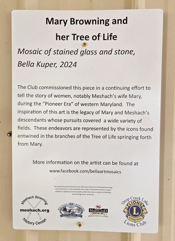 Mary Browning and her Tree of Life Marker image. Click for full size.