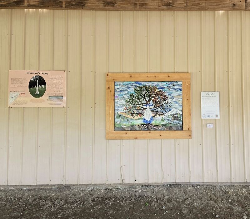 Mary Browning and her Tree of Life and Marker image. Click for full size.