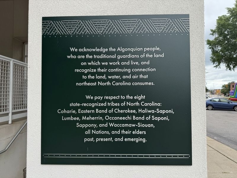 Museum of the Albemarle Land Acknowledgement Marker. Click for full size. Museum of the Albemarle Land Acknowledgement Marker image. Click for full size.