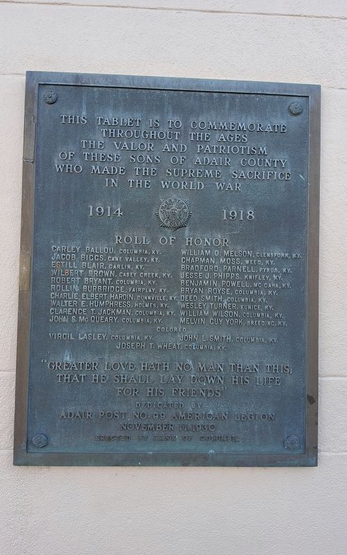 Adair County World War I Memorial image. Click for full size.
