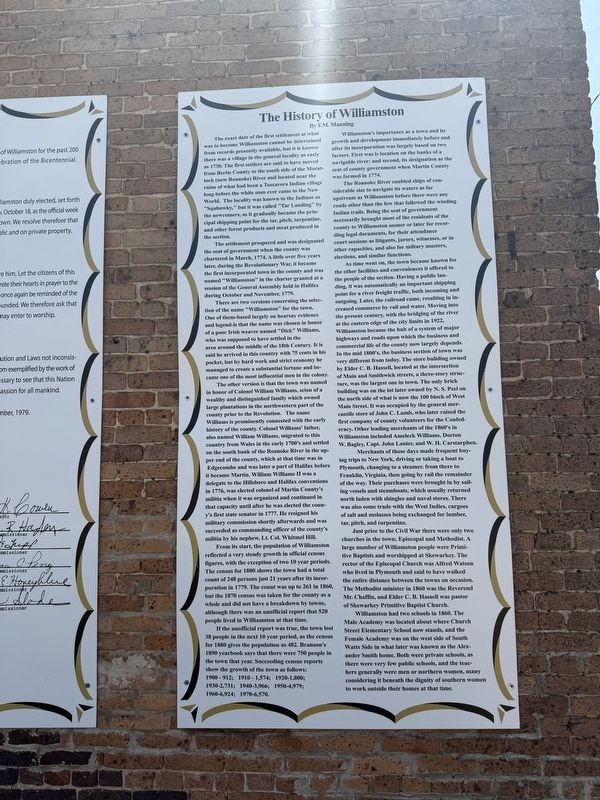 The History of Williamston Marker. Click for full size. The History of Williamston Marker image. Click for full size.