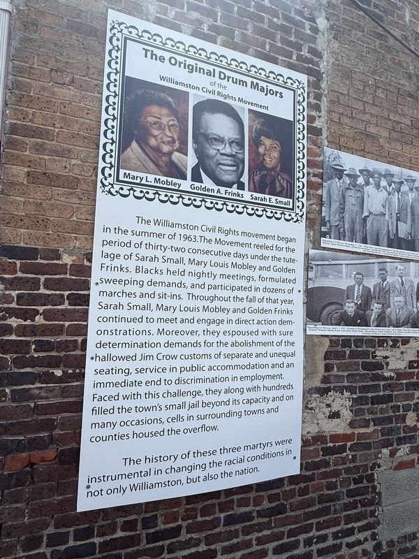 The Original Drum Majors of the Williamston Civil Rights Movement Marker. Click for full size. The Original Drum Majors of the Williamston Civil Rights Movement Marker image. Click for full size.