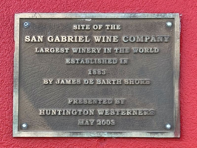San Gabriel Wine Company Marker image. Click for full size.