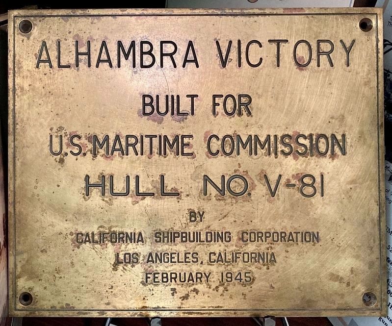 Alhambra Victory Ships Plaque. Click for full size. Alhambra Victory Ships Plaque image. Click for full size.