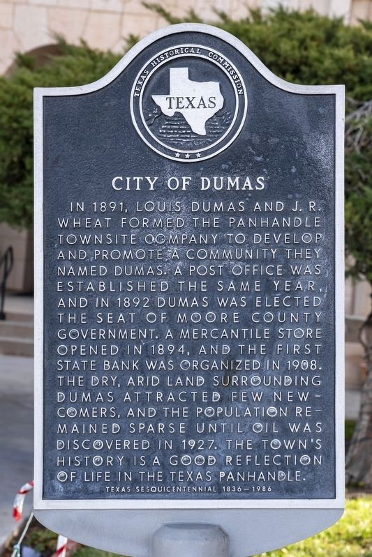 City of Dumas Marker. Click for full size. City of Dumas Marker image. Click for full size.
