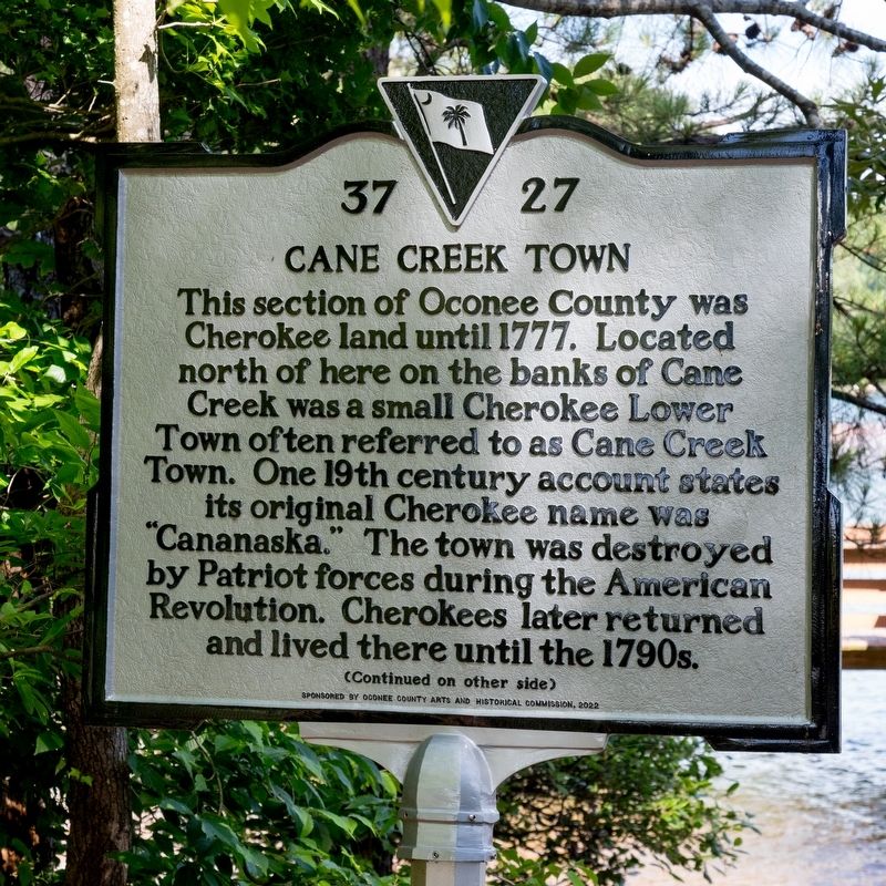 Cane Creek Town Marker, Side One. Click for full size. Cane Creek Town Marker, Side One image. Click for full size.